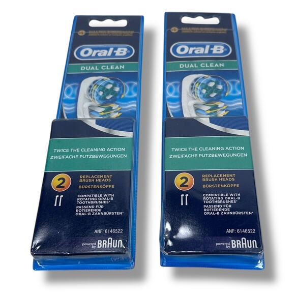 Oral-B Dual Clean Replacement Brush Heads For Rotating Toothbrushes Lot of 2 New - Picture 1 of 6